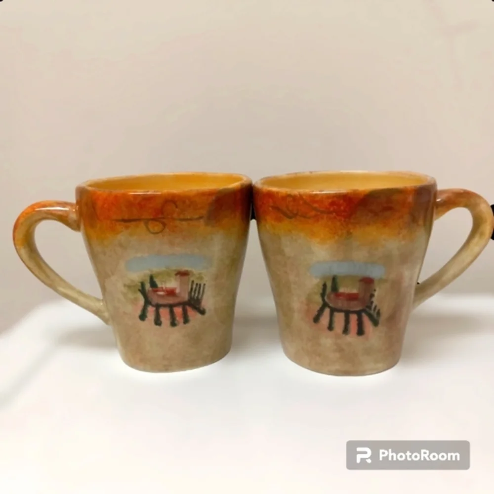 222 Fifth Villa Tuscana Coffee Tea Mugs Cups Retired Handpainted Rustic Country